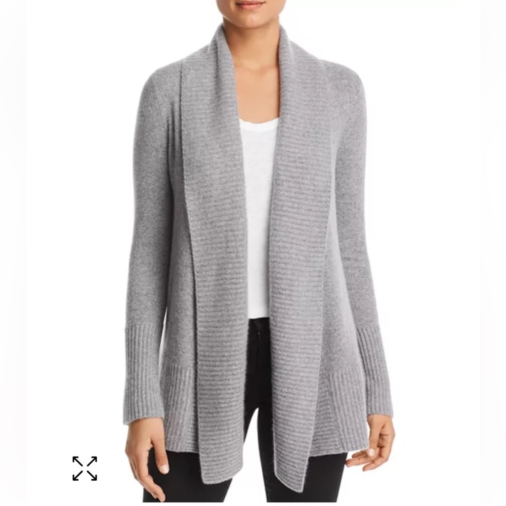 Bloomingdale's Gray Shawl Collar Cashmere Cardigan Sweater